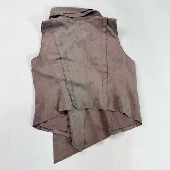 BCBGMaxAzria Vest Womens Medium Fabian DArk Gray Faux Suede Moto Assymettrical - Picture 6 of 8